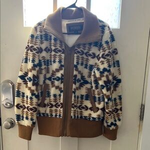 Pendleton Geometric Patterned Jacket in Brown, Blue, and Cream